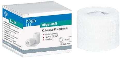 Höga Haft naturweiss, kohäsive (selbsthaftende), elastische Fixierbinde - 4 cm x 4 m gedehnt, 3er-Pack