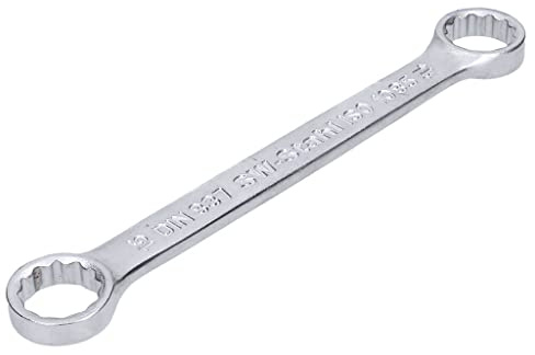 SW-Stahl 01308L Doppelringschlüssel 14 x 15 mm - Gerade Ausführung | Ringschlüssel mit 12-kant Profil, flache Form aus Chrom-Vanadium, 157 mm Länge, DIN 837 konform, Doppel-Schraubenschlüssel