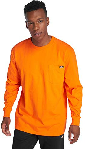 Dickies Men's Long Sleeve Heavyweight Crew Neck Longsleeve T-Shirt, Orange Or, XL