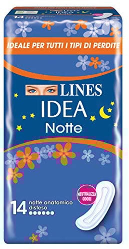 Lines Idea Assorbenti Ultra Notte Distesi, Confezione da 14 Pezzi