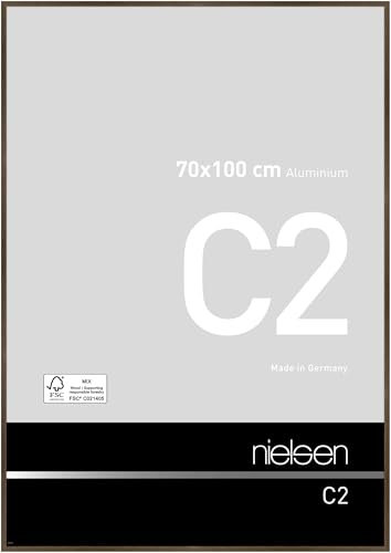 nielsen Bilderrahmen, 70 x 100 cm, Aluminium, Walnuss matt, Posterrahmen zum Aufhängen im Hoch- & Querformat, Echtglas, C2