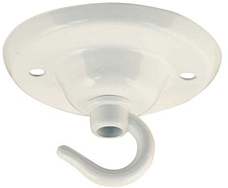 ElekTek Piastra soffitto con gancio diametro 75 mm Finiture metalliche colori verniciati a polvere + Viti corrispondenti. Per accessori a sospensione e lampadari Bianco Brillante