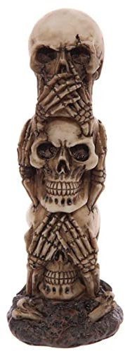 Puckator SK231 Totem Totenkopf, Kunstharz, Beige/Grau/Schwarz, 7 x 6,5 x 19 cm