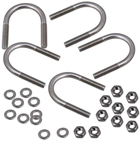 CNBTR 304 Stainless Steel Silver U-Bolt Screws Saddle Nuts M6x27mm for Pipeline Pack of 5