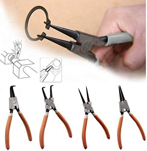 SET 4 PINZE PER ANELLI ELASTICI SEEGER 175 mm DRITTE ANGOLO INTERNE ED ESTERNE