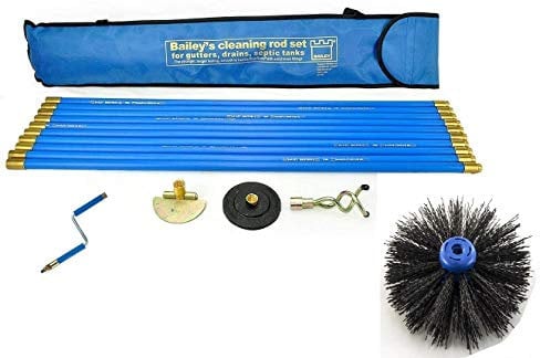 Industrial Bailey Universal 30ft Chimney Brush Sweep Sweeping Drain Rod Set Kit With Rotating Handle