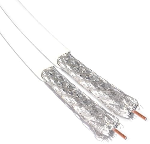 kenable Twin RG6U Coaxial Satellite Freeview Telewest Virgin Cable 100m White [100 metres]