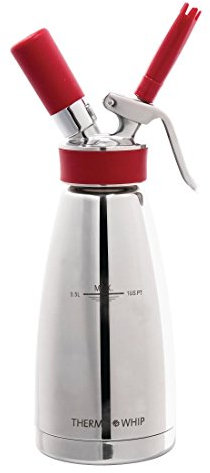 ISI Thermo Whipped Cream Dispenser 500 ml, Stainless Steel, Silver & Red, Also for Soups or Hot Sauces, Bulbs Not Included, CB503