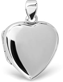 WithLoveSilver Sterling Silver 925 Classic Plain Heart Locket Pendant