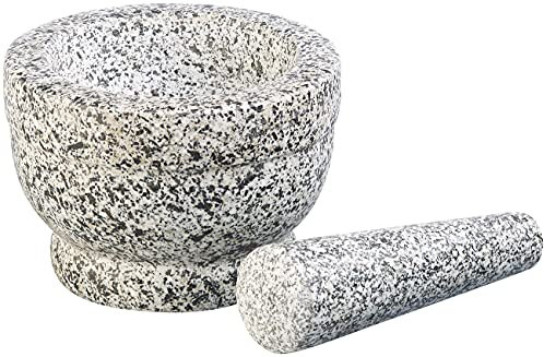 Rosenstein & Söhne Mörser aus Stein: Robuster Mörser mit Stößel aus natürlichem Granit, Ø 14 cm (Steinmörser, Steinmörser Granit, Pfeffermühle)