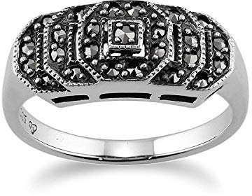 Gemondo Art-Deco Stufen Ring 925 Sterlingsilber 0,28 Karat Markasit Ring
