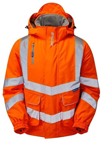 Pulsarail Padded Bomber Jacket, XL, Hi-Viz Orange