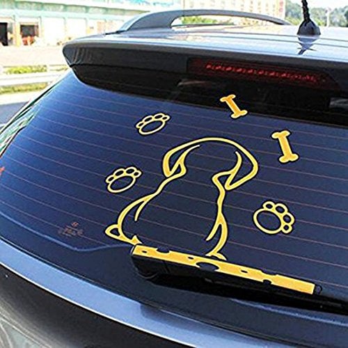 Car Window Wiper Sticker, Cartoon Dog Moving Tail Funny Decals Reflective Car Window Wiper Decals