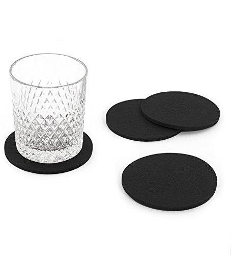 Oblique Unique® Filzuntersetzer rund 4er Pack für Tisch und Bar - Glasuntersetzer Untersetzer aus Filz (Schwarz)