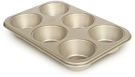 Glad Jumbo Muffin Pan Nonstick-Heavy Duty Metal Cupcake Tin with Large Baking Cups, Carbon Steel, Gold