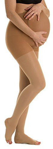 Relaxsan M2190A (Beige 4-XL) Collant de contention de grossesse Classe 2 (23-32 mmHg) en microfibre pied ouvert