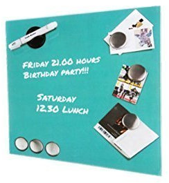 Glas-Magnetboard/Magnettafel 35 x 35 cm türkis