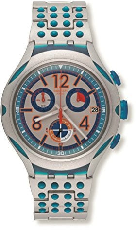 Swatch Herren Chronograph Quarz Uhr mit Verschiedene Materialien Armband YYS4007AG