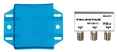 TELESTAR STARSWITCH 2/1 DiSEqC Satellitenverteiler, Positionsumschalter 5922202, 2x Satellit LNB, 1x Teilnehmer/für Full HD, 3D, 4K, UHD, Mehrere Orbitalpositionen, Wetterschutzgehäuse