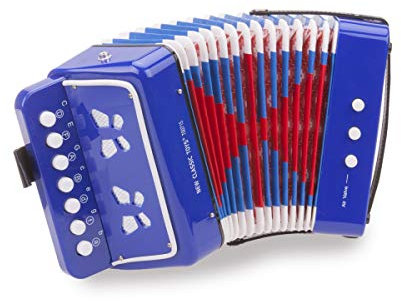 New Classic Toys - 10056 - Musikinstrument - Akkordeon mit Musikbuch - Blau