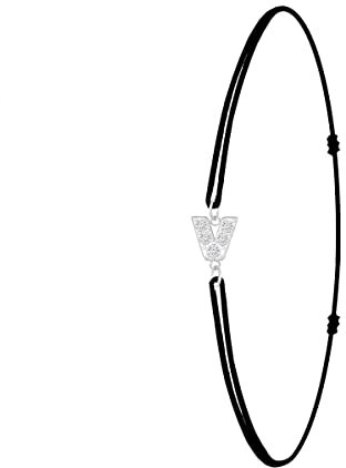 So Charm Armband, Buchstabe V, elastisch, Schwarz, hergestellt mit Kristallen von Swarovski, Kristall
