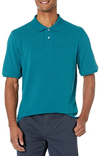 Amazon Essentials Men's Regular-Fit Cotton Pique Polo Shirt (Available in Big and Tall), Teal Blue, XXL