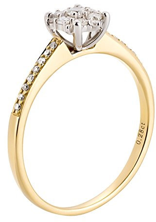 Ardeo Aurum Damenring aus 585 Gold bicolor Gelbgold Weißgold mit 0,28 ct Diamant Brillant Solitär-Ring Verlobungsring Solitaire