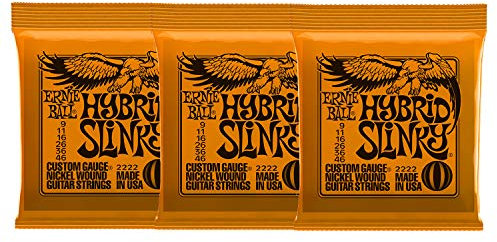 Ernie Ball 2222 Nickel Hybrid Slinky Orange E-Gitarren-Saiten, 3er-Packung (Standard)
