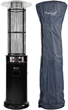 Traedgard® Chauffage de terrasse à gaz « California » couleur noire avec détendeur, roulettes et housse de protection , 180 cm de hauteur