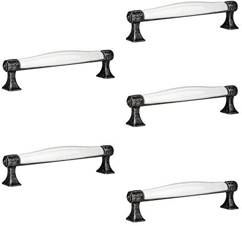 SO-TECH® 5er SET Stilgriffe MARIE Antik Möbelgriffe Altsilberoptik BA 128 mm