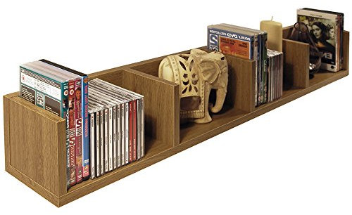 WATSONS VIRGIL - 108 CD / 72 DVD/Blu-ray/Video Media Wall Storage Shelf - Oak