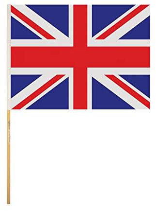 Drapeau anglais Union Jack flottant sur tige bois 45 x 30cm pour Jubilé Reine x 5