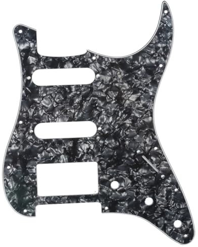 Musiclily HSS 11 Löcher Strat Schlagbrett Pickguard für Fender American/Mexican Standard Stratocaster Modern Style E-Gitarre,4 lagig Black Pearl