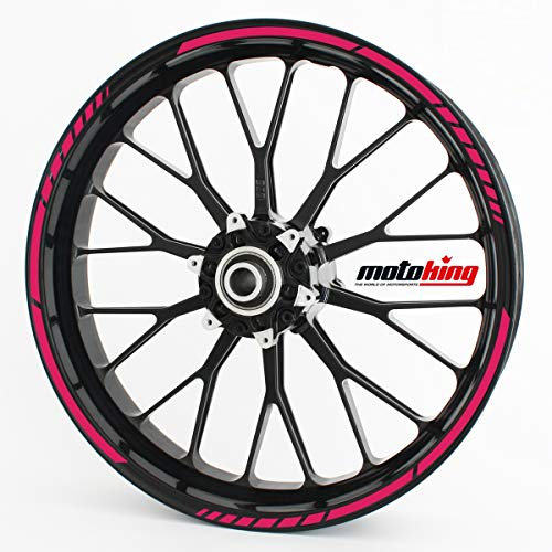 Motoking Adhesivos para Borde de llanta Rosa - Juego Completo de 10 a 14 / Color Opcionales
