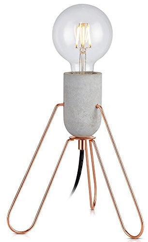 Teamson Home VERSANORA Piccola Table Lamp, Reading Desk Light, Modern Lighting,Concrete/Rose Gold,VN-L00022