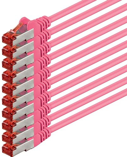 1aTTack.de 10x 1m - Cat 6 Netzwerk-Kabel Patch-Kabel Cat6 RJ45 SFTP - Magenta