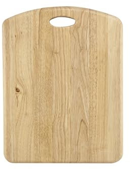 apollo The HOUSEWARES Brand RB Handle Board Small, Natural Rubber Wood, Serving Platter, Charcuterie Cheese Board, Size: Large, Natural