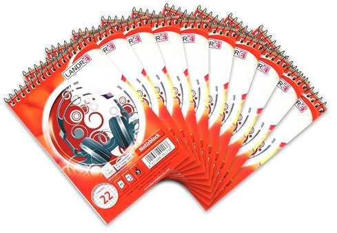 Landré Spiral-Notizblock A6, kariert, 40 Blatt, 70 g/m², 10 Stück