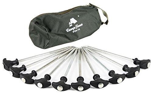 CampFeuer T-Pegs Heringe | 10 Stück à 20 cm | Erdnägel für Campingzelt, Bivvy, Anglerzelt und Pavillon | Zeltanker, Tent pegs, Camping Zubehör, Zelt Zubehör, Zelthering, Zeltnagel, Hering