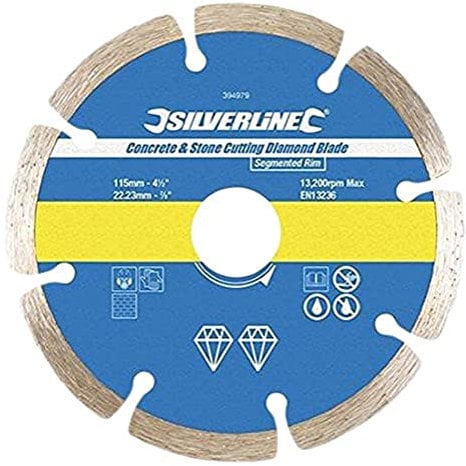 Silverline 633624 Concrete and Stone Cutting Diamond Blade 125 x 22.23 mm Segmented Rim