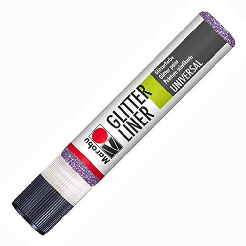 Marabu 18030009507 Glitter Liner - Pintura con Purpurina (Base acuosa, para Tela, Madera, Metal, etc., fácil fijación, 25 ml), Color Lavanda Brillante