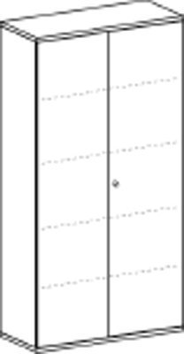 Büro-Flügeltürenschrank, BxTxH 1000x425x1920 mm, 5 OH, 4 Böden, Schloss, buche