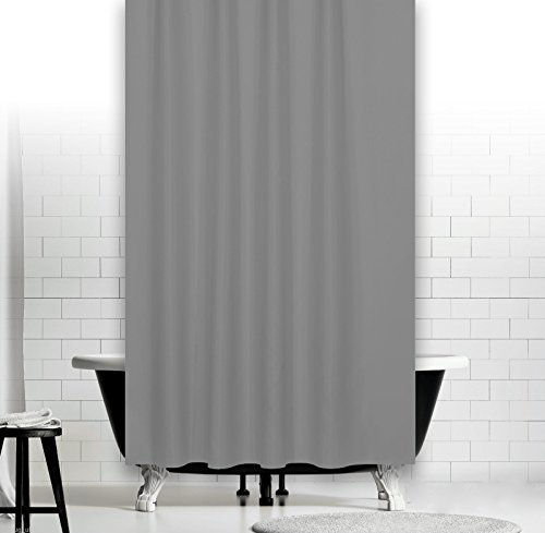 TEXTIL DUSCHVORHANG HELLGRAU 180x180 cm INKL. QUALITÄTSRINGE GRAU 180 x 180! SHOWER CURTAIN LIGHT GREY!