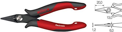Wiha Spitzzange Electronic schmaler, kurzer Kopf gerade Form in Blister (27326) 135 mm