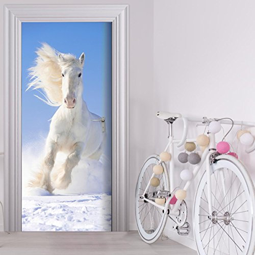 Türtapete selbstklebend TürPoster - WEISSES PFERD - Fototapete Türfolie Poster Tapete