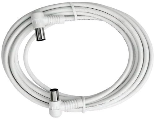 Axing BAK 253-00 Anschlusskabel IEC, Koax-Winkelstecker mit Koax-Kupplung, hochgeschirmt (2,5 m) weiß
