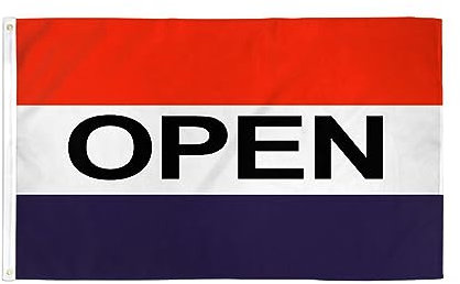 AZ FLAG - Drapeau C'est Ouvert Bleu Blanc Rouge - 150x90 cm - Drapeau Open 100% Polyester Avec Oeillets Métalliques Intégrés - Pavillon 110 g