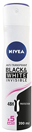 NIVEA Black & White Invisible Original Spray (1 x 200 ml), desodorante antimanchas de cuidado femenino, desodorante invisible para proteger la piel y la ropa