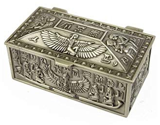 lachineuse - Caja de Acero Figura de ISIS alada - 9 x 5 x 4,2 cm - Decoración del Antiguo Egipto - Joyero, Llaves, Reloj - Idea de Regalo Decorativa - Cofre de Almacenamiento faraón - Color Metal