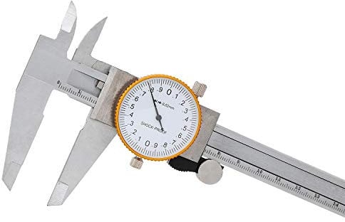 KATSU Pied à Coulisse à Cadran 200mm 8 en Acier Inoxydable Tête Précision Antichoc et Verrouillable Micromètre à Jauge 4 Voies 401231